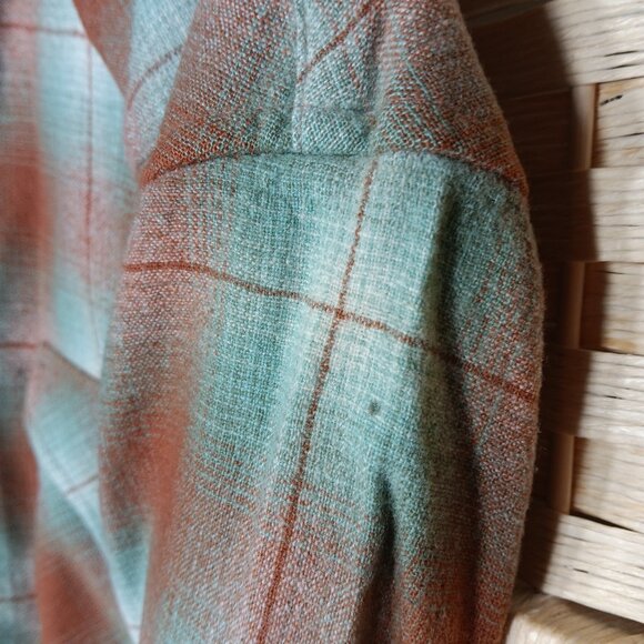 Pendleton Canyon Flannel Wool Pearl Snap Long Sleeve Button Down Mint Green - Picture 11 of 11